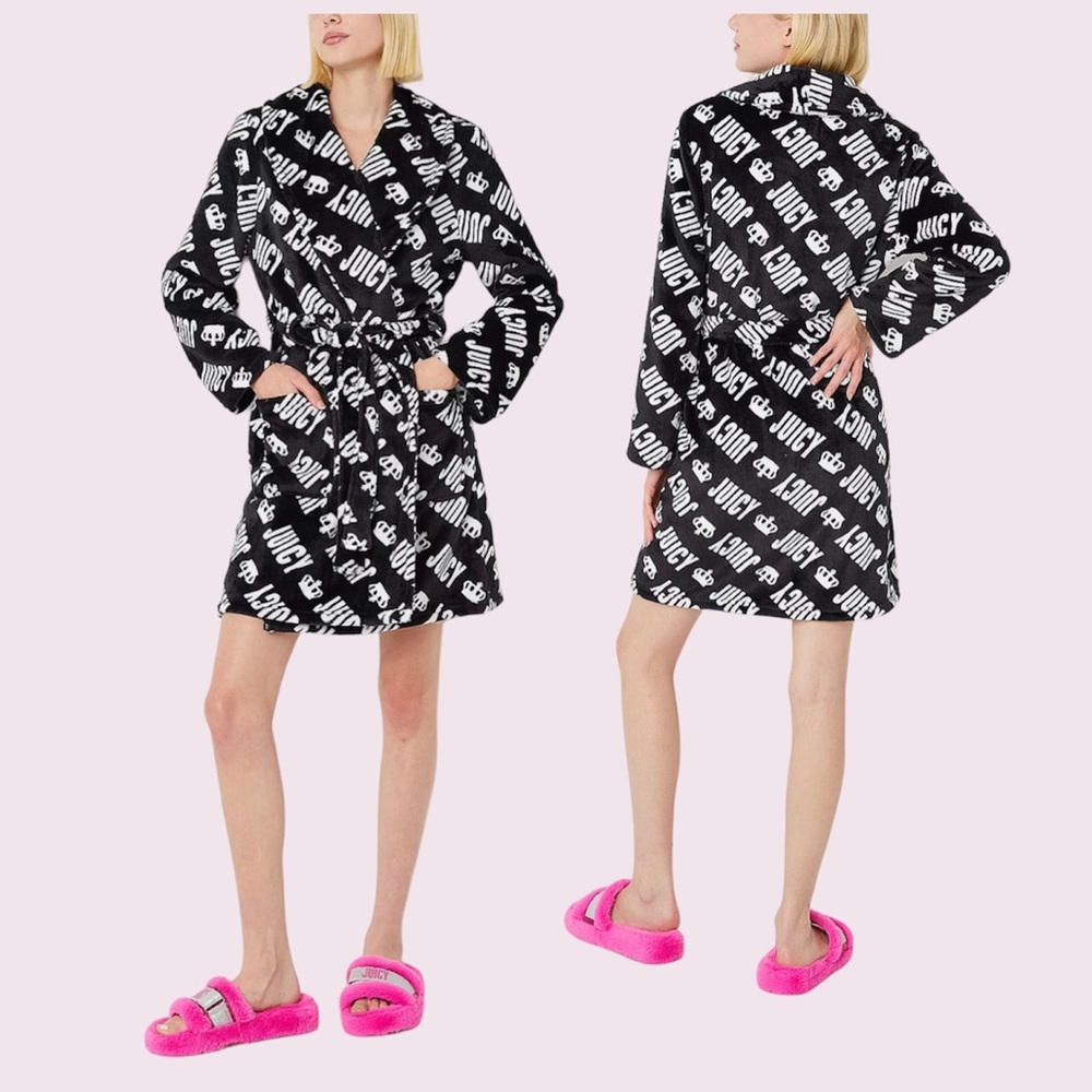 Juicy Couture Black Logo Short Robe